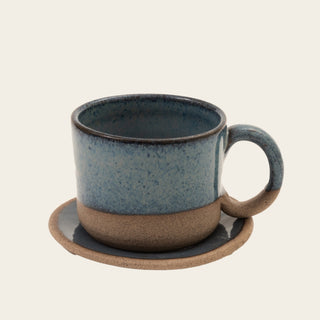 Stone Glazed Flat White Cup & Saucer